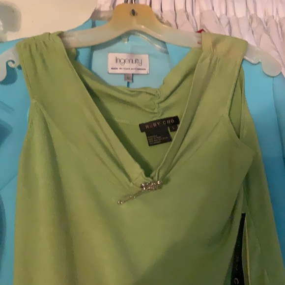 Ruby Cho Lime Tank Blouse with Brooch - Picture 1 of 8
